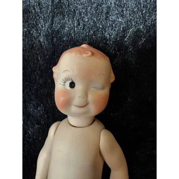 Vintage Kewpie Porcelain Bisque Doll Articulated Limbs Collectible 7" Winking - Picture 3 of 6